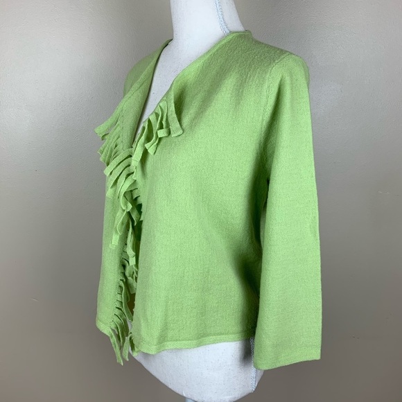 NWT. Chico’s Wool Flora Fringe Cardigan. Size 1. - Picture 3 of 8